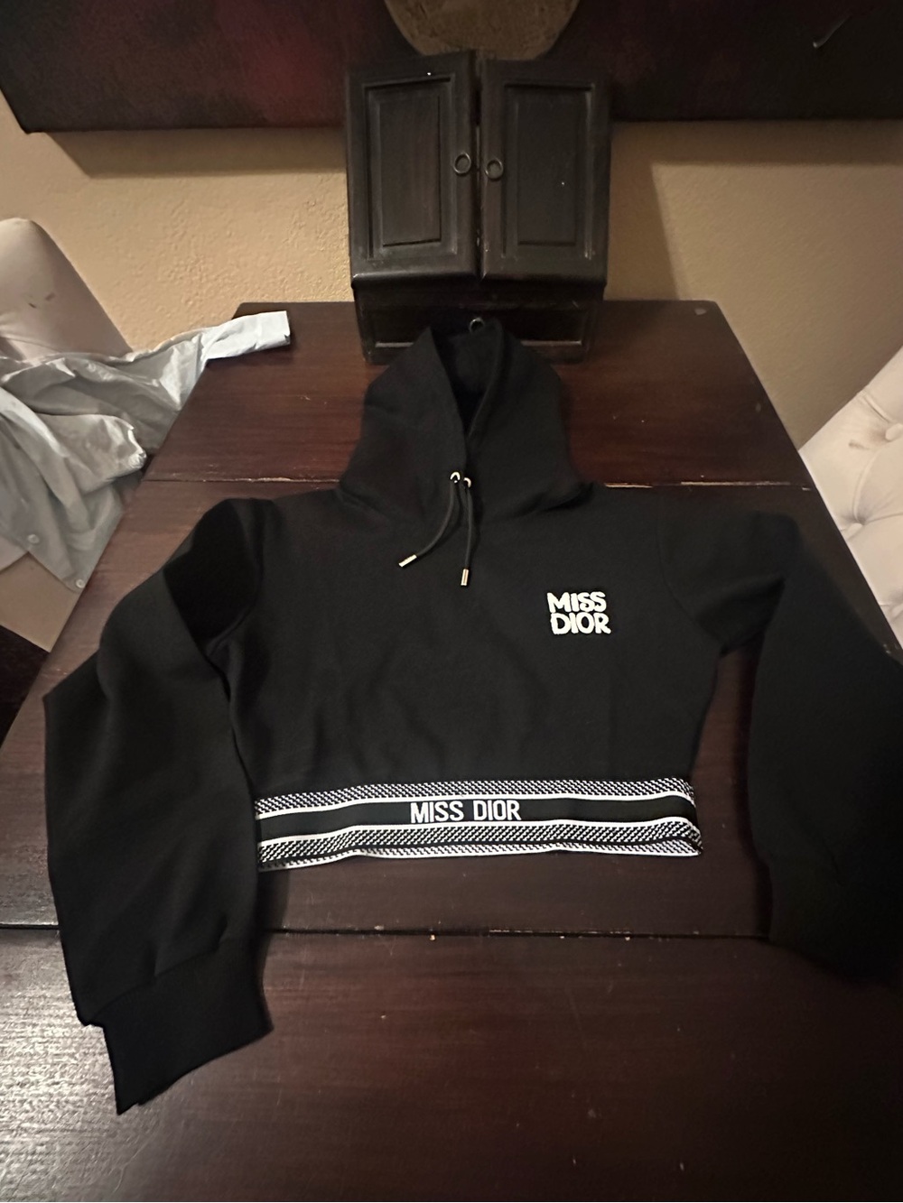 Miss Dior Black Cropped Hoodie